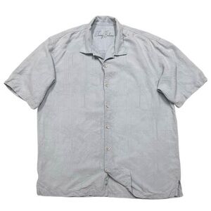 Tommy Bahama Blue Silk Palm Jacquard Short Sleeve Camp Shirt Sz‎ L